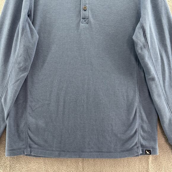 Eddie Bauer Sweater Mens M Blue Ultrasoft Thermal Henley Waffle Crew Neck L/S - Picture 4 of 12